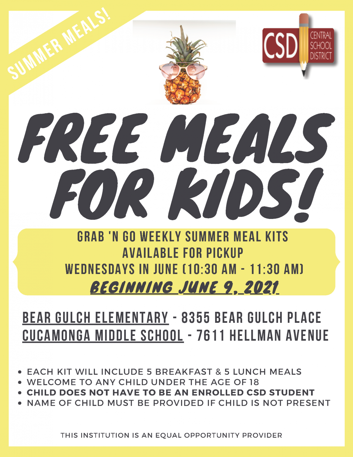 Central School District Summer Meals: Cucamonga Middle School – smileSBC