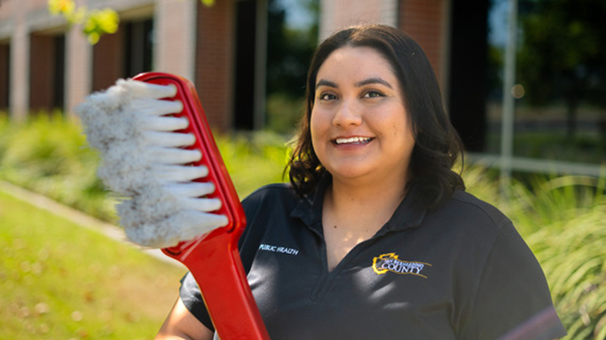 A snippet from the san bernardino county newletter. showcasing monica garica from the data analytics team