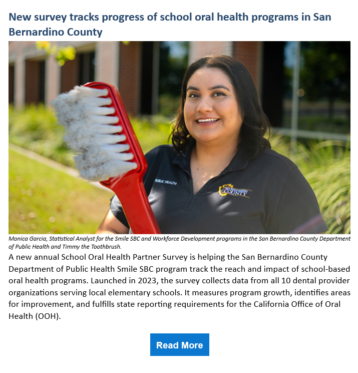 A snippet from the san bernardino county newletter. showcasing monica garica from the data analytics team